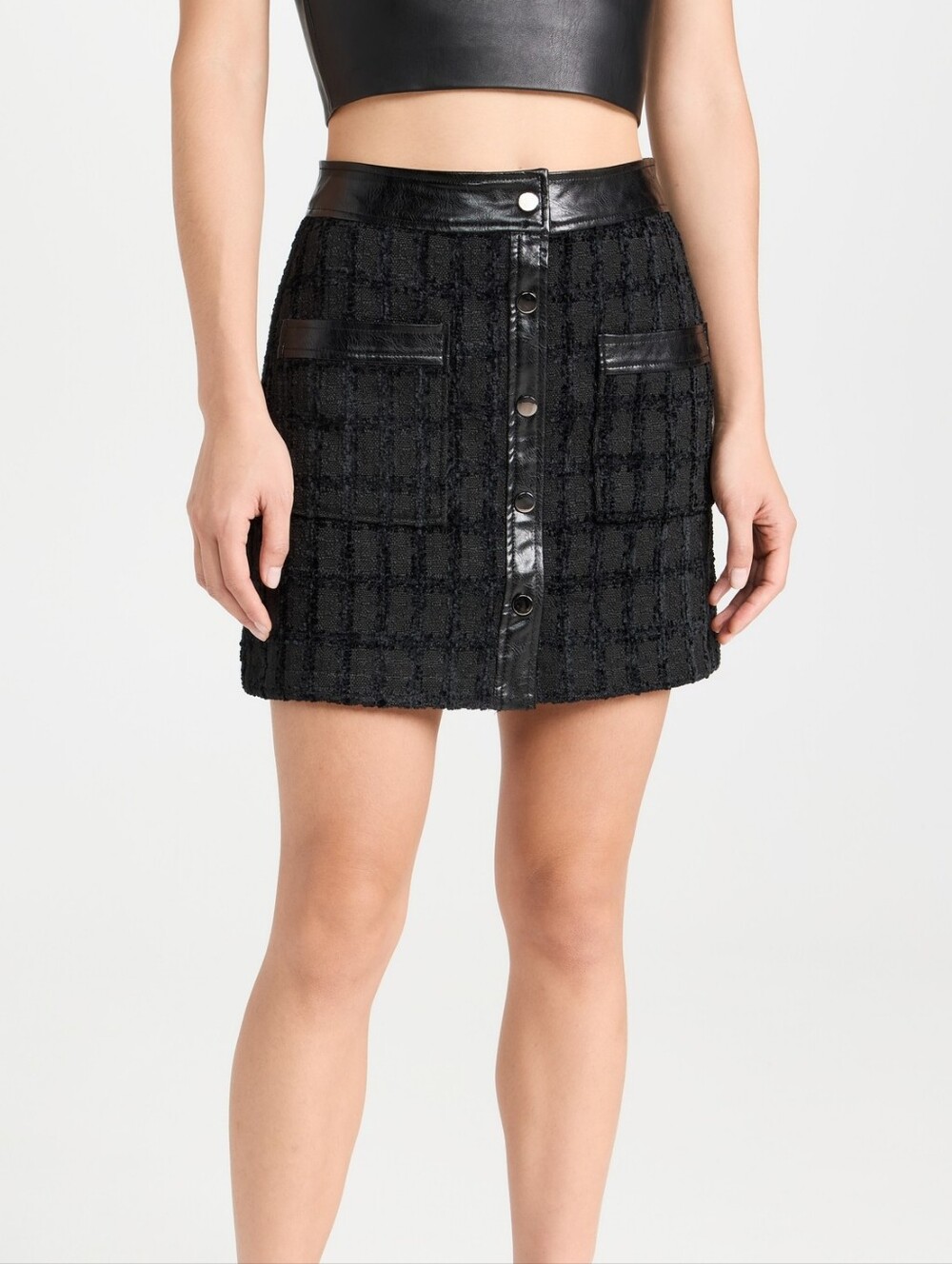 New Without Tags  Express High Waist Tweed Mini Skirt Size 4 Black